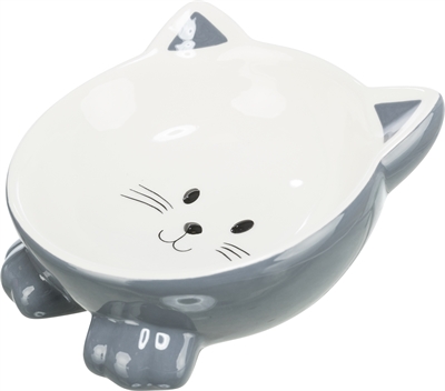 Trixie Verhoogde Keramische Voer-/Drinkbak Kattenkop 14 cm 150 ml 4st