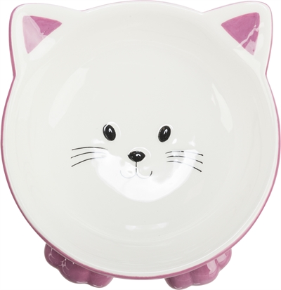 Trixie Verhoogde Keramische Voer-/Drinkbak Kattenkop 14 cm 150 ml 4st