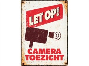 Plenty Gifts Waakbord Blik Cameratoezicht 21x15 CM