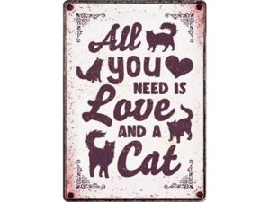 Plenty Gifts Waakbord Blik All You Need Is Love And A Cat 21x15 CM