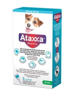 Krka Ataxxa Spot On Hond 4-10 KG 500 Mg/100 Mg 3 Pip
