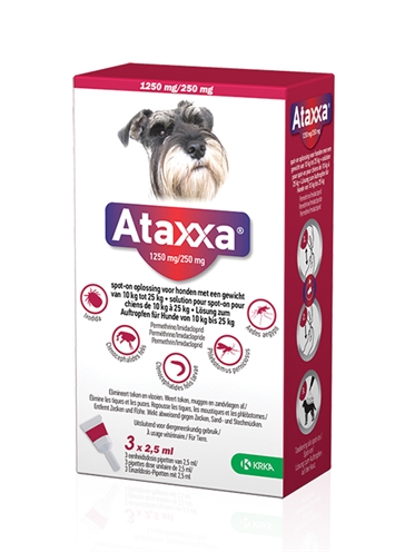 Krka Ataxxa Spot On Hond 10-25 KG 1250 Mg/250 Mg 3P