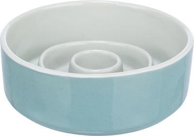 Trixie Slowfeeding Voerbak Keramiek Grijs/Blauw 14x14 cm 450 ml