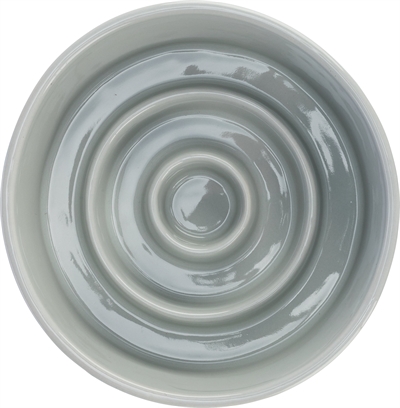 Trixie Slowfeeding Voerbak Keramiek Grijs/Blauw 14x14 cm 450 ml
