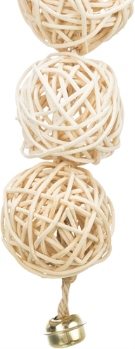 Trixie 3 Rotan Ballen Met Bel Aan Touw 24 cm