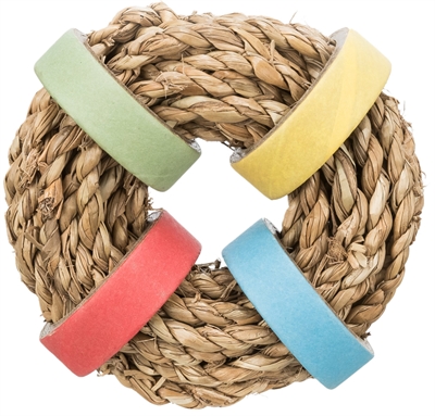 Trixie Zeegras Ring Met Papieren Ringen Naturel 8x8 CM