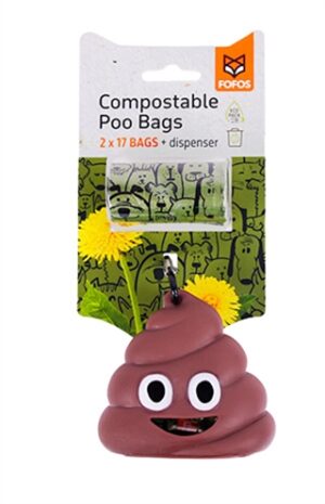 Fofos Poepzakhouder Drol Met 34 Poepzakjes 8x8x2 CM