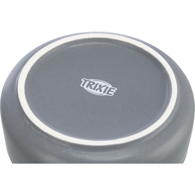 Trixie Voer- en Drinkbak Set Keramiek Grijs/Hout 31x16x6 cm 2x300 ml