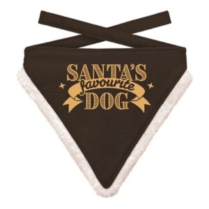 Plenty Gifts Kerst Bandana Santa's Favourite Dog Zwart 12-16 CM