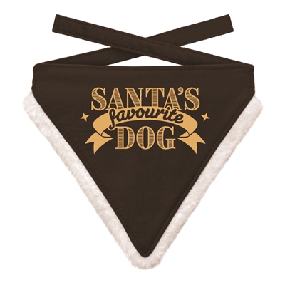 Plenty Gifts Kerst Bandana Santa's Favourite Dog Zwart 12-16 CM 14x18 CM