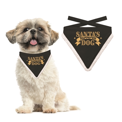Plenty Gifts Kerst Bandana Santa's Favourite Dog Zwart 12-16 CM