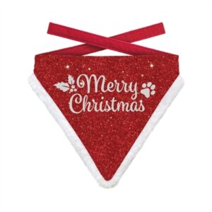 Plenty Gifts Kerst Bandana Rood 12-16 CM Merry Christmas Glitter