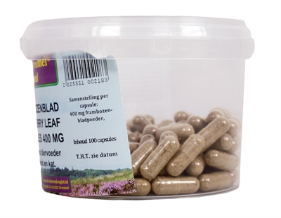 Dierendrogist Frambozenblad Capsules 400 Mg 100 St voor honden en katten