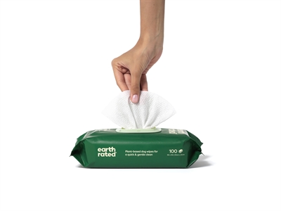Earth Rated Dog Wipes Geurloos 100 st 20,5x20,5 CM Composteerbaar
