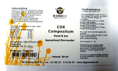De Groene Os Cox Compositum Hond/Kat 50 ML Voedingssupplement
