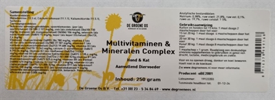 De Groene Os Multivitaminen/Mineralen Hond/Kat 250 GR