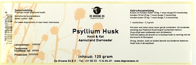De Groene Os Psyllium Husk 125 GR voor Hond en Kat