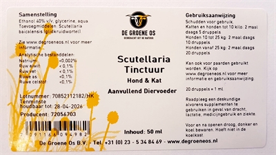De Groene Os Scutellaria Tinctuur 50 ML voor Hond en Kat