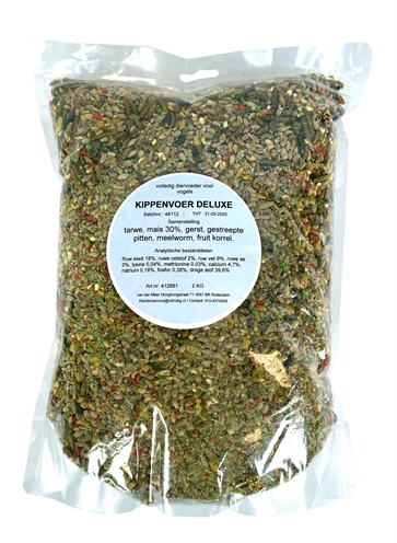 De Vries Kippenvoer Deluxe 2 KG, compleet diervoeder voor kippen