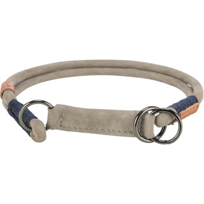 Trixie Be Nordic Half-Slip Halsband Hond Leer Grijs 45x0,8 cm