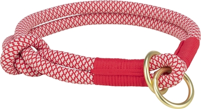 TRIXIE SOFT ROPE HALSBAND HOND HALF-SLIP ROOD / CREME 45X1 CM