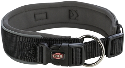 TRIXIE PREMIUM HALSBAND HOND EXTRA BREED ZWART / GRAFIET GRIJS 46-55X5 CM