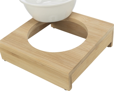 Trixie Keramische Voer-/Waterbak met Bamboe Houder 15x15x5 CM 250 ML