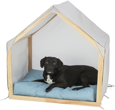 Trixie Hondenmand Tent Lias Hout Zand/Blauw 88x61x89 cm — Comfortabele plek voor jouw hond