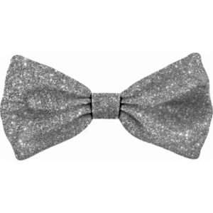 Plenty Gifts Kerst Vlinderstrik Kat Glitter Zilver 5x10 CM