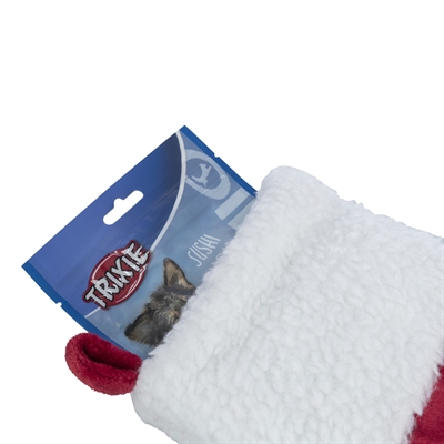 Trixie Kerstsok Pluche Rood/Wit 47 cm voor huisdieren