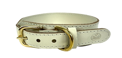 Sazzz Halsband Hond Pioneer Classic Leer Creme 37-45x3,5 CM