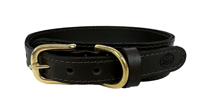 Sazzz Halsband Hond Pioneer Classic Leer Donkerbruin 37-45x3,5 CM