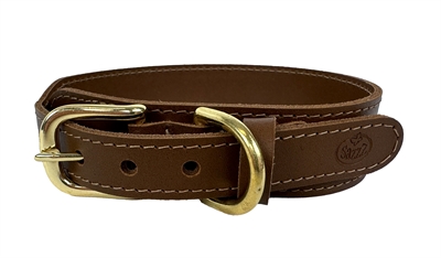 Sazzz Halsband Hond Pioneer Classic Leer Zadel Bruin 37-45x3,5 CM