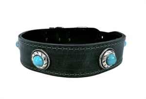 Sazzz Halsband Hond Boho Treasure Stone Vintage Leer Antraciet 37-45x3,5 CM