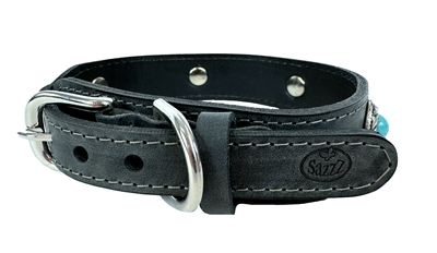 Sazzz Halsband Hond Antraciet Leer 42-50x3,5 cm