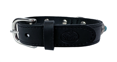 Sazzz Halsband Hond Leer Zwart 27-33x2,5 CM