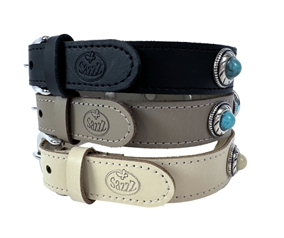 Sazzz Halsband Hond Leer Creme 42-50x2,5 CM