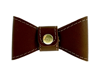 Sazzz Vlinderstrik Leer Zadelbruin L voor Halsband 3 CM