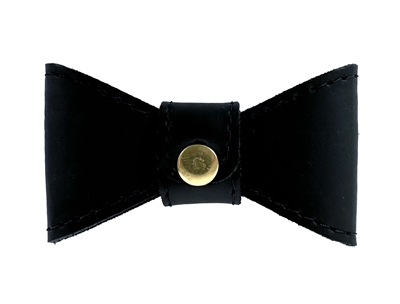 Sazzz Vlinderstrik Leer Zwart L voor Halsband 3 CM