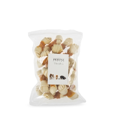 Petstyle Living Geknoopt Bot Wit Met Kip 10-11 CM 20 ST