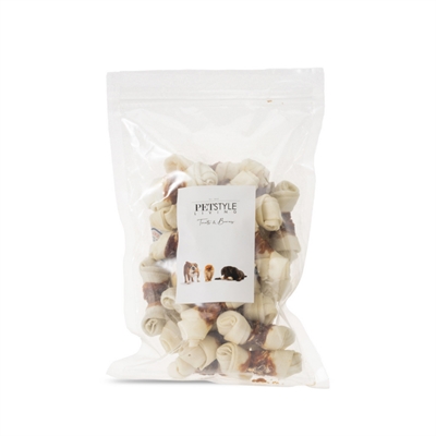 Petstyle Living Geknoopt Bot Wit Met Eend 6,5-7,5 CM 25 ST