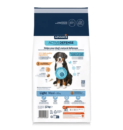 Advance Maxi Light Hondenvoer 12 KG voor Grote Rassen