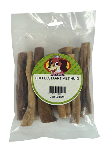 Petsnack Buffelstaart Met Huid 250 GR Kauwsnack voor Honden