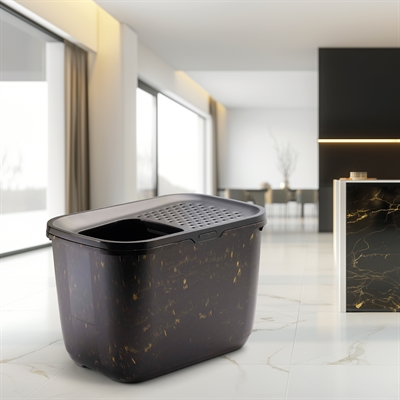 Savic Kattenbak Hop In Marble Zwart/Goud 58,8x39x39,5 cm