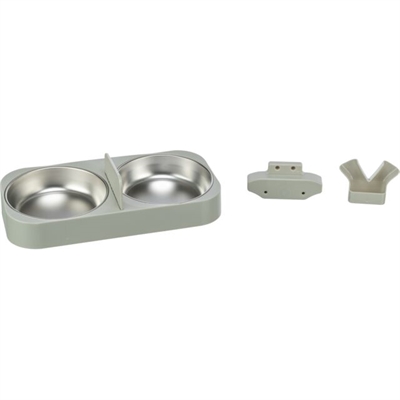 Trixie Dubbele Voer- en Drinkbak Kunststof/RVS 32x16x5 cm 2x500 ml