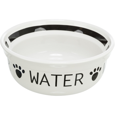 Trixie Drinkbak Hond Water Keramiek Wit / Zwart 2,6 Ltr 25 CM