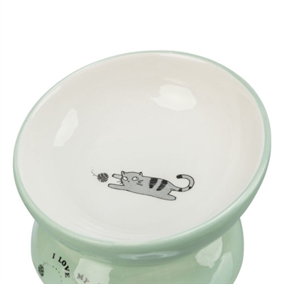 Trixie Verhoogde Keramische Voer-/Drinkbak Kat 150 ML Salie/Wit