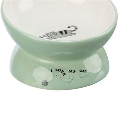 Trixie Verhoogde Keramische Voer-/Drinkbak Kat 150 ML Salie/Wit