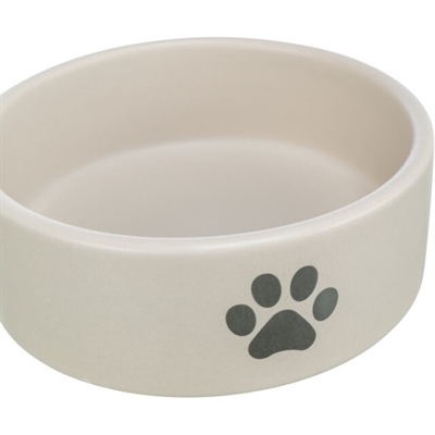 Trixie Voerbak/Drinkbak Hond Keramiek 300 ML 12 CM Pootmotief Lichtgrijs