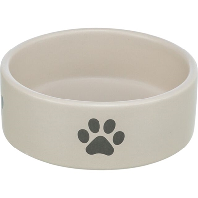 Trixie Voerbak/Drinkbak Hond Keramiek 1,4 Ltr Pootmotief 20 cm Lichtgrijs